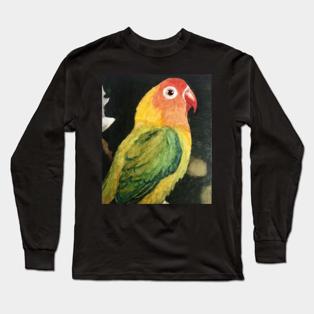 Watercolor Parrot Long Sleeve T-Shirt by Lady Lilac